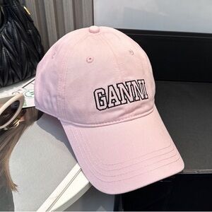 Ganni Pink Baseball Cap